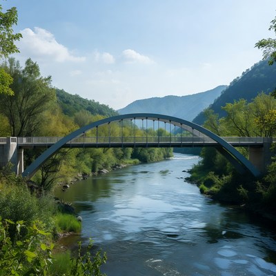 Arch Bridge over River Valley