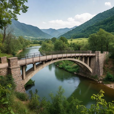 Stone Arch Bridge over River