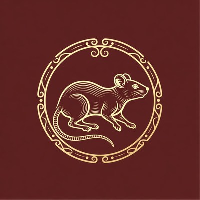 Golden Rat in Ornate Circle