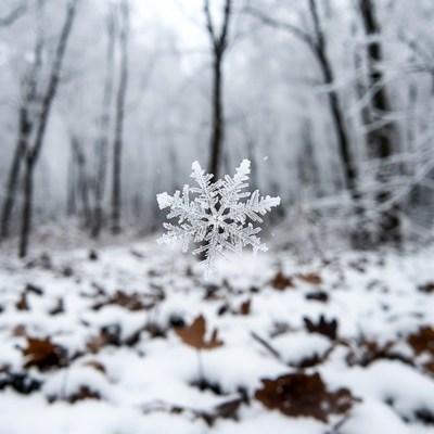 Snowflake in Snowy Forest