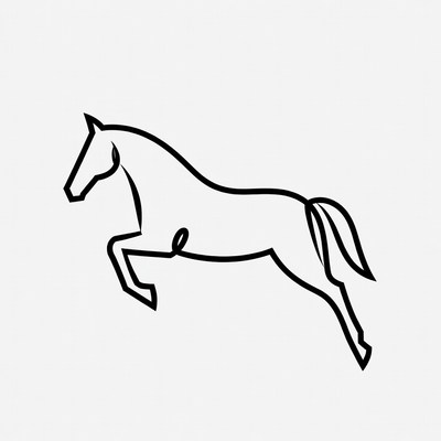 Horse jumping line art