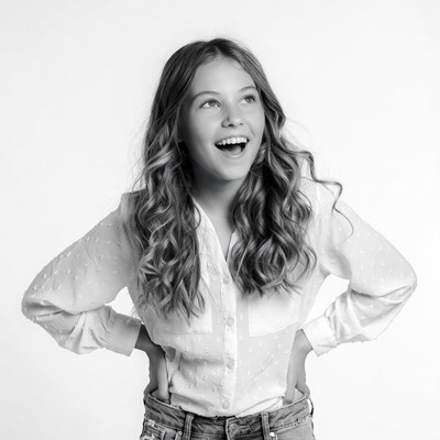 Smiling girl with hands on hips