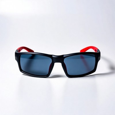 Black sunglasses with red accents
