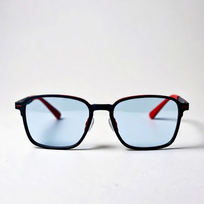 Blue lens rectangular eyeglasses