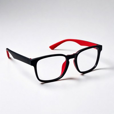 Black and Red Glasses on White Background