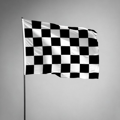 Checkered racing flag on pole