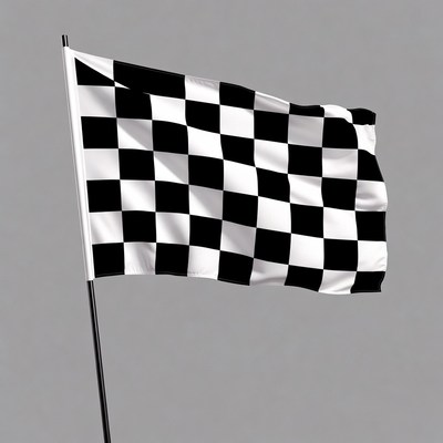 Checkered racing flag waving