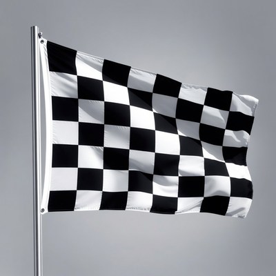 Checkered Racing Flag on Pole
