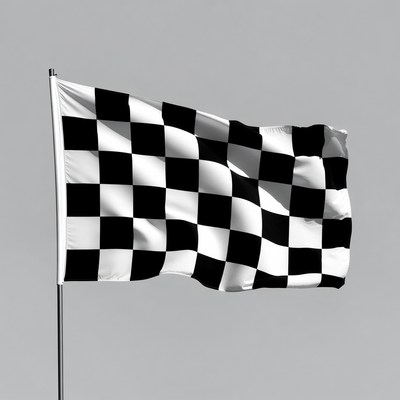 Checkered Racing Flag on Pole