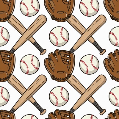Baseball Gloves Bats Seamless Pattern