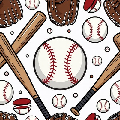 Baseball Gloves Bats Balls Illustration