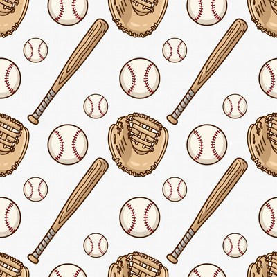 Baseball Bat Glove Seamless Pattern