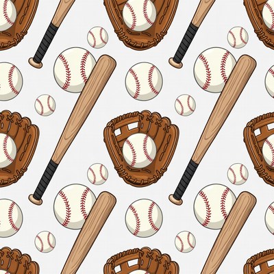 Baseball Bat Glove Balls Pattern