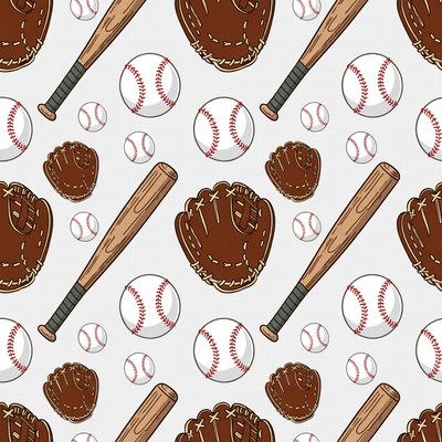 Baseball Gloves Bats Balls Pattern