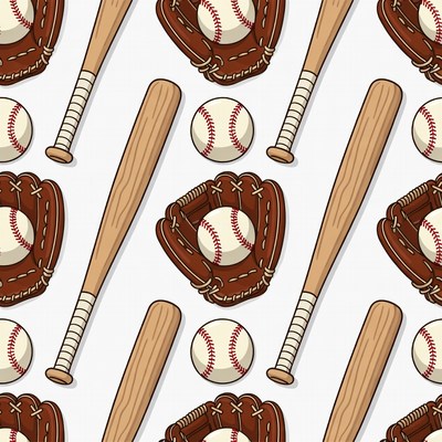 Baseball Bat Glove Ball Pattern