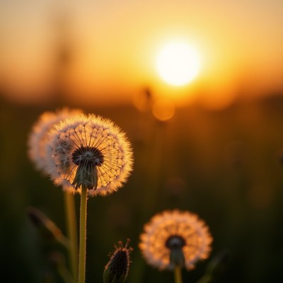 Dandelions at Sunset
