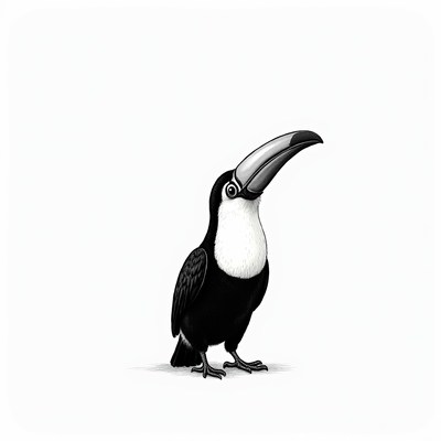 Black and white toucan illustration