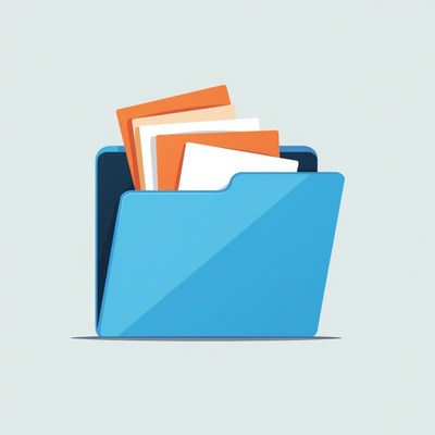 Blue Folder with Colored Papers