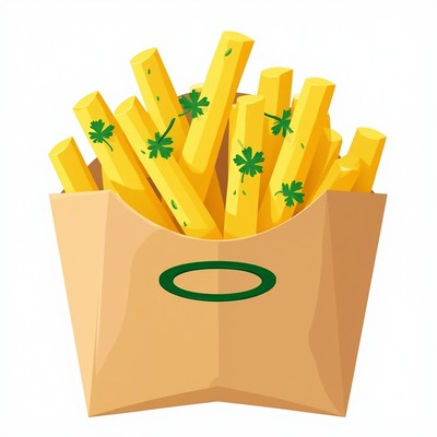 French Fries with Shamrocks in Carton