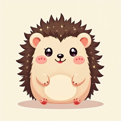 Cute cartoon hedgehog with sparkles