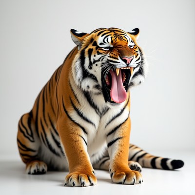 Tiger roaring with open mouth