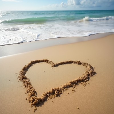 Heart Drawn in Sand Beach