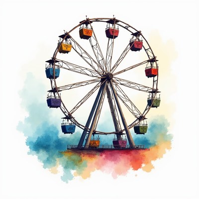 Colorful Ferris Wheel Illustration