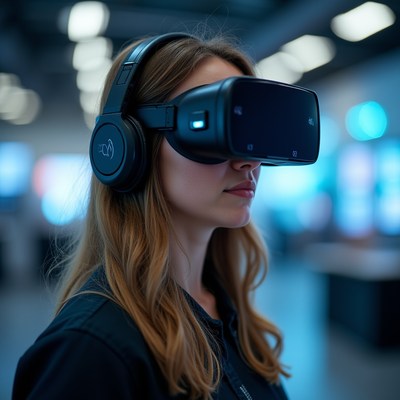 Woman wearing VR headset