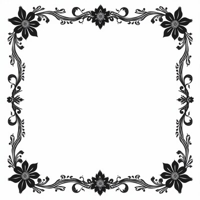 Black Floral Ornate Frame Border