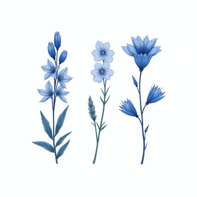 Blue Flowers Illustration