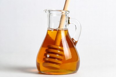 Glass Jar of Honey with Wooden Dipper