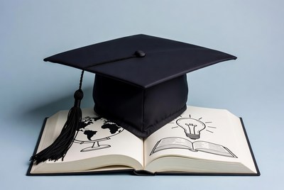 Graduation Cap on Open Book Illustration