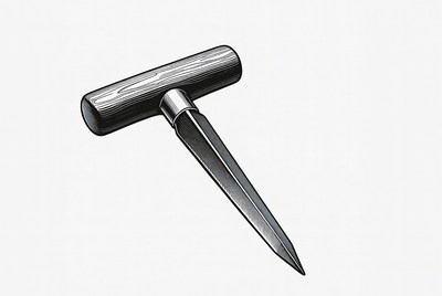 Wooden T-Handle Corkscrew Illustration