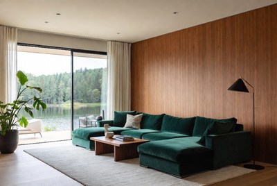 Modern Green Sectional Sofa Lake View