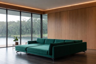 Green L-Shaped Sofa by Lake View