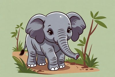 Cute baby elephant in jungle