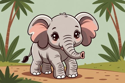 Cute baby elephant in jungle