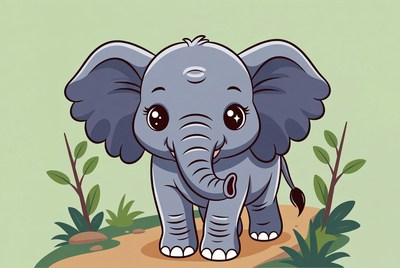 Cute baby elephant illustration