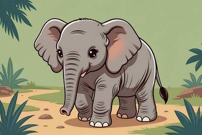 Cute baby elephant in jungle