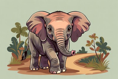 Cute baby elephant illustration