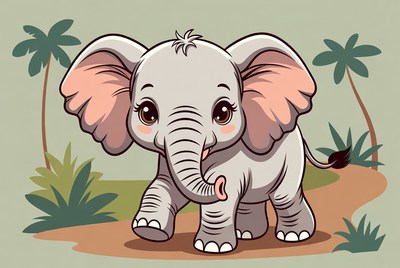 Cute baby elephant in jungle