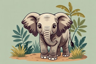 Cute baby elephant in jungle
