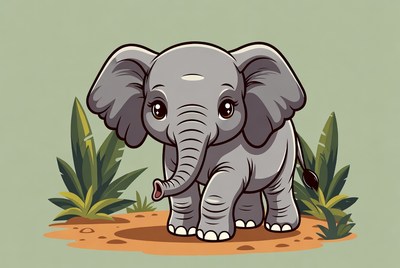 Cute baby elephant illustration