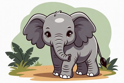 Cute baby elephant illustration
