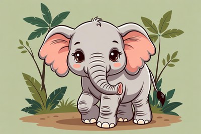 Cute baby elephant in jungle