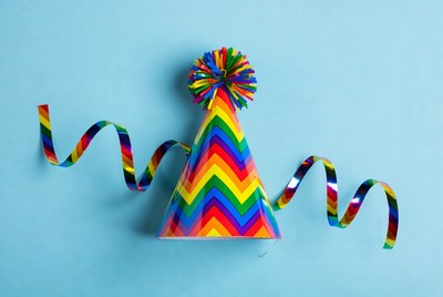 Rainbow Party Hat with Streamers