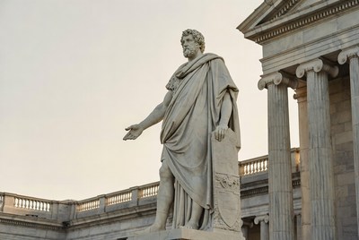 Roman Man Statue Holding Scroll