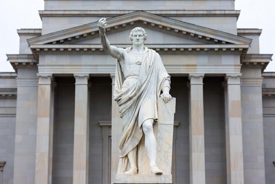 Marble Statue of Man Raising Arm