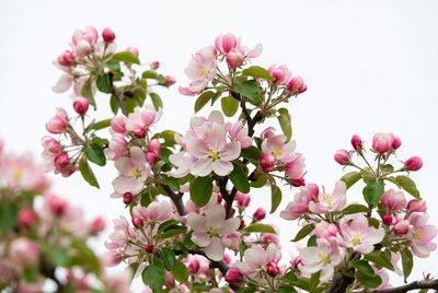 Pink Apple Blossoms on Branch