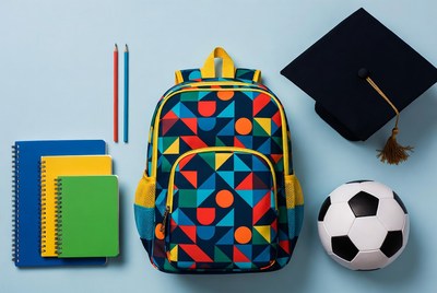 Colorful Backpack School Supplies Soccer Ball